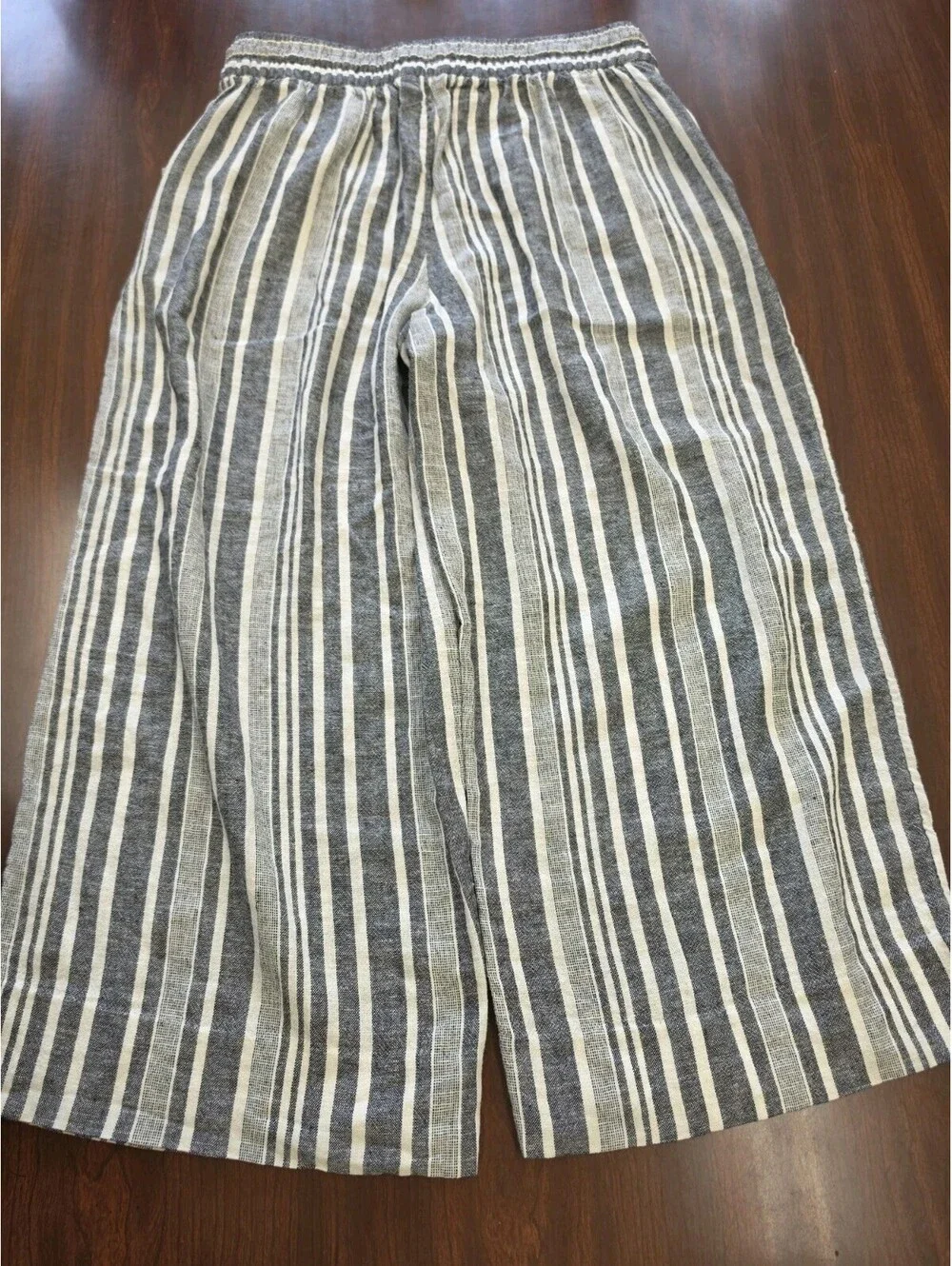 Banana Republic XS Striped Linen Blend Wide Leg Crop Pants Coastal Grandma Boho
